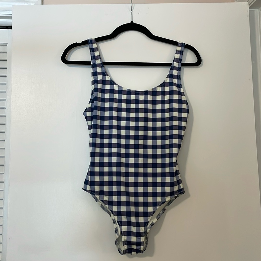Solid and Striped Bathing Suit in blue